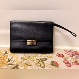 GUCCI Vintage Black Leather 2-Way Clutch/Wristlet Bag